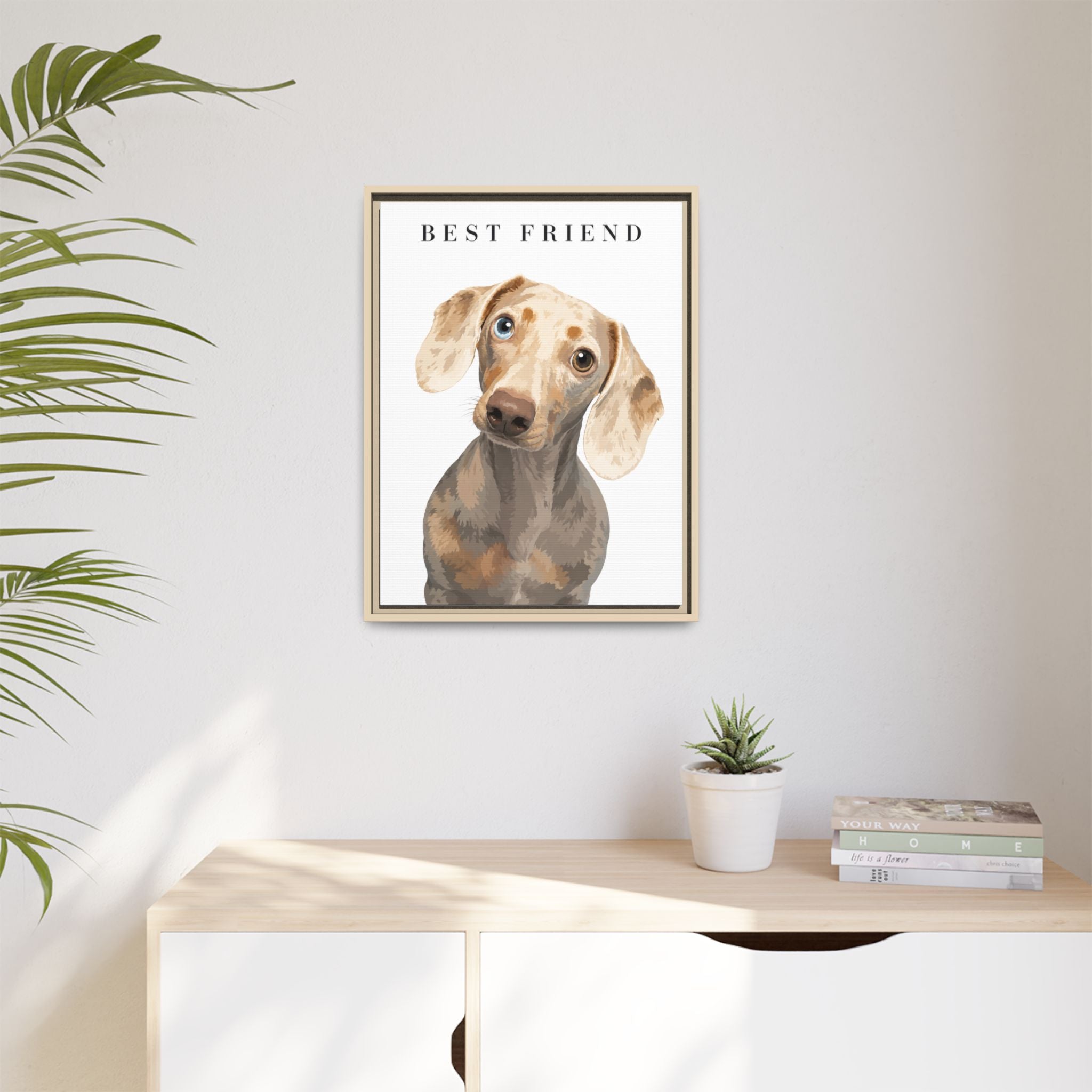Modern Portrait Personalized Pet Framed Canvas — Custom Dog Portrait Framed Canvas Wall Art, Made to Order