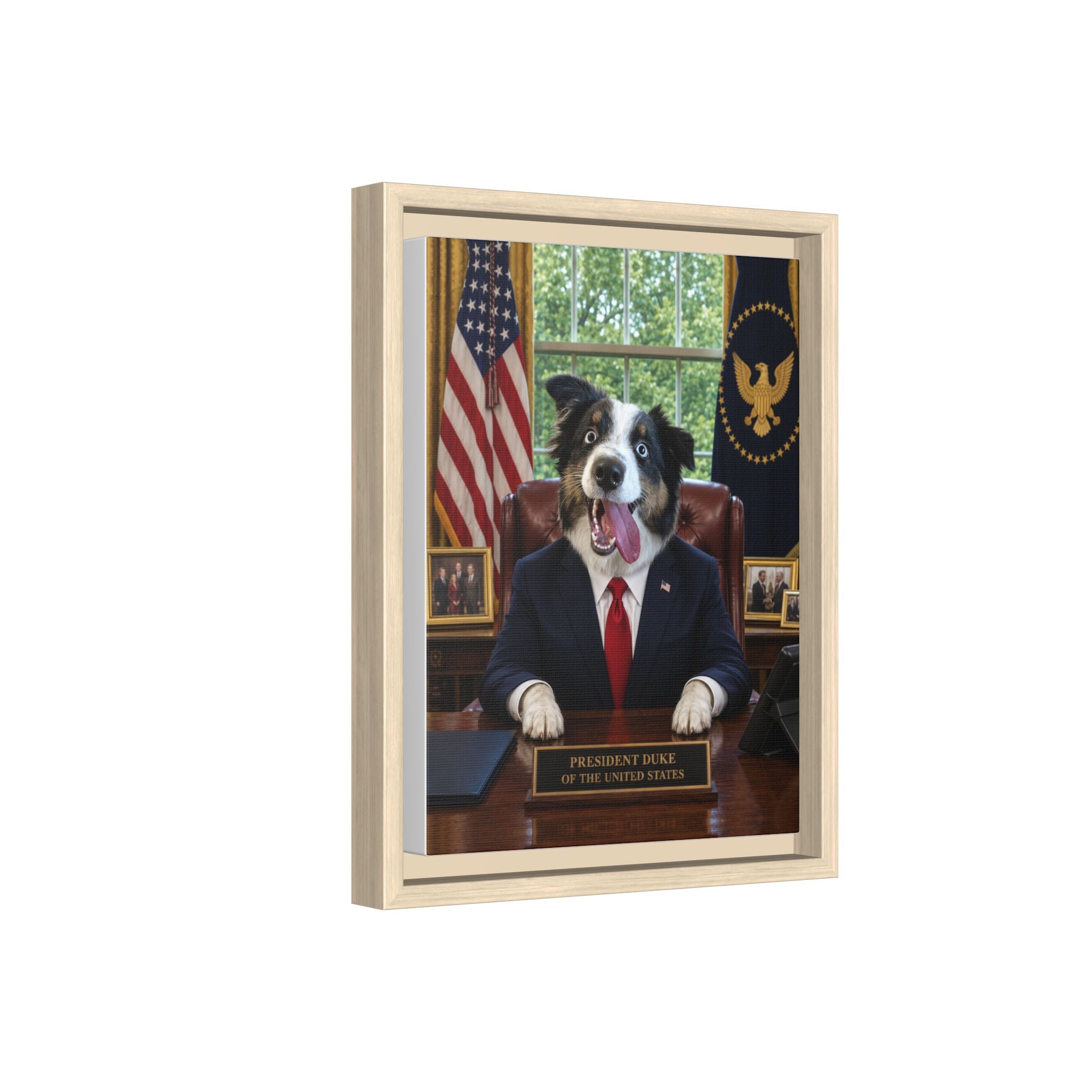 President Personalized Pet Framed Canvas — Custom Dog Portrait Framed Canvas Wall Art, Made to Order