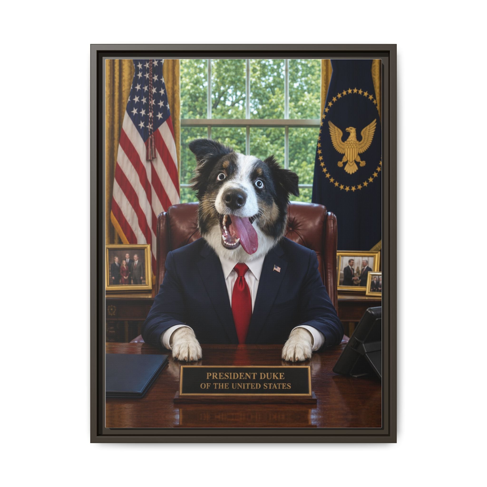 President Personalized Pet Framed Canvas — Custom Dog Portrait Framed Canvas Wall Art, Made to Order