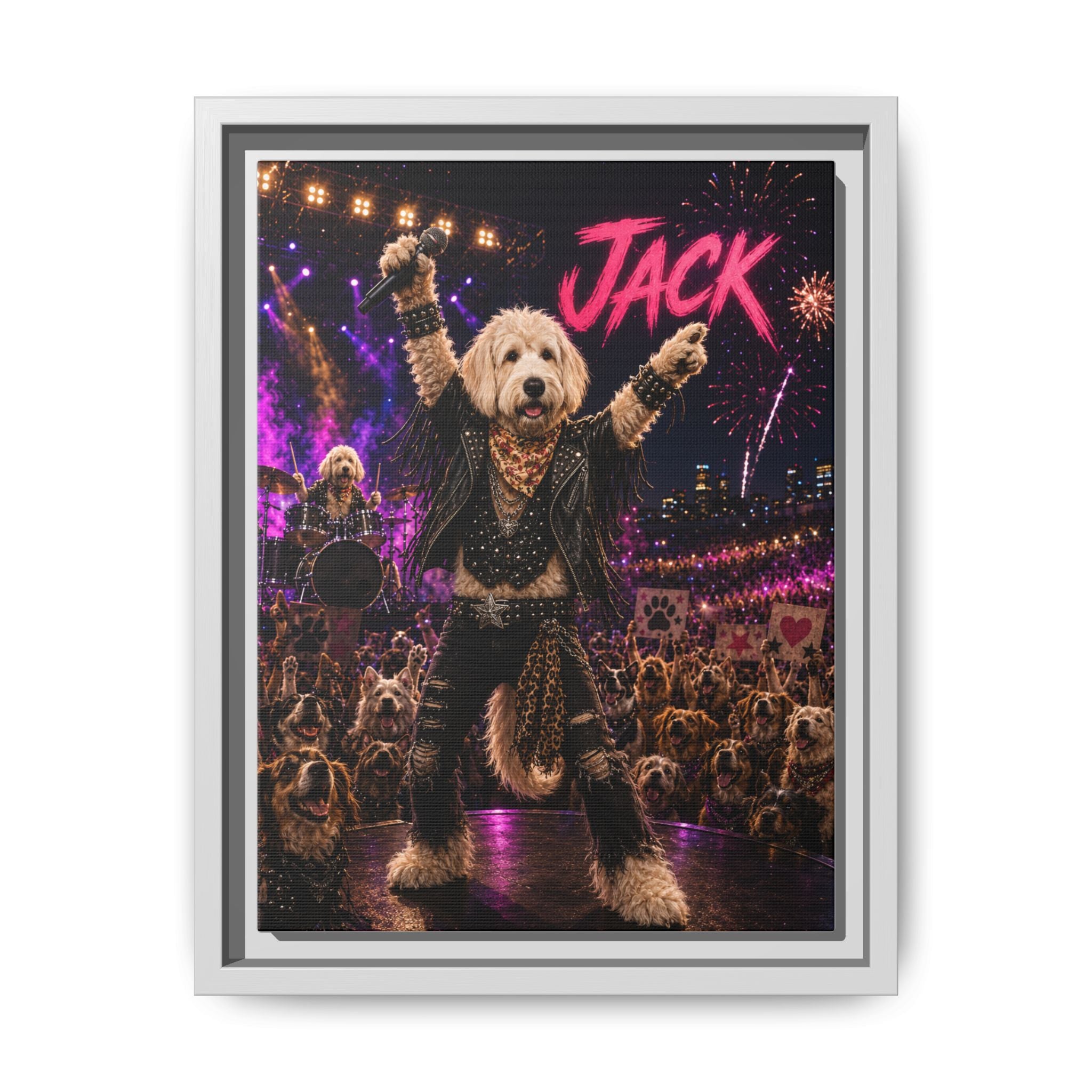 Rockstar Personalized Pet Framed Canvas — Custom Dog Portrait Framed Canvas Wall Art, Made to Order