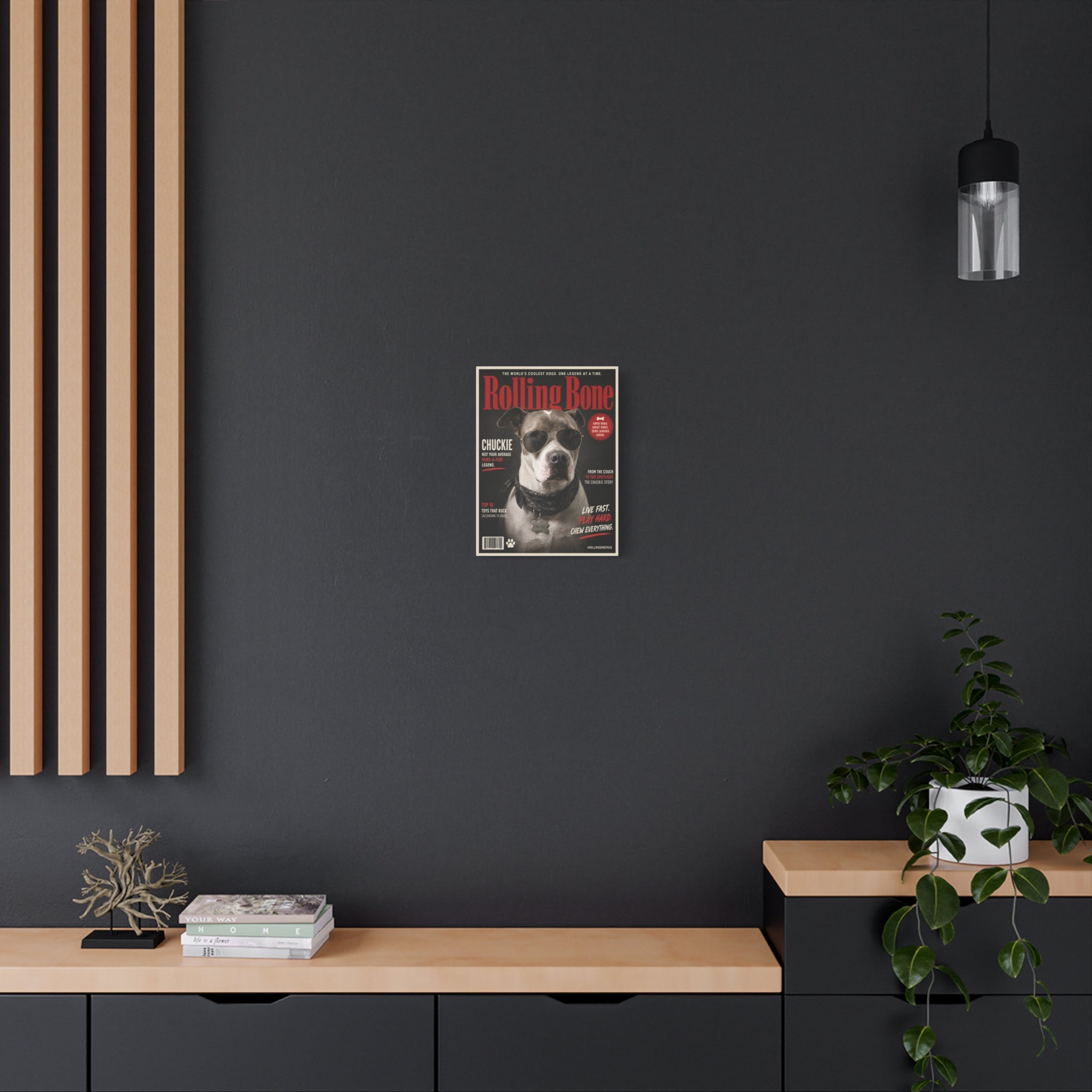 Rolling Bone Magazine Personalized Pet Canvas — Custom Dog Portrait Stretched Canvas Wall Art, Made to Order