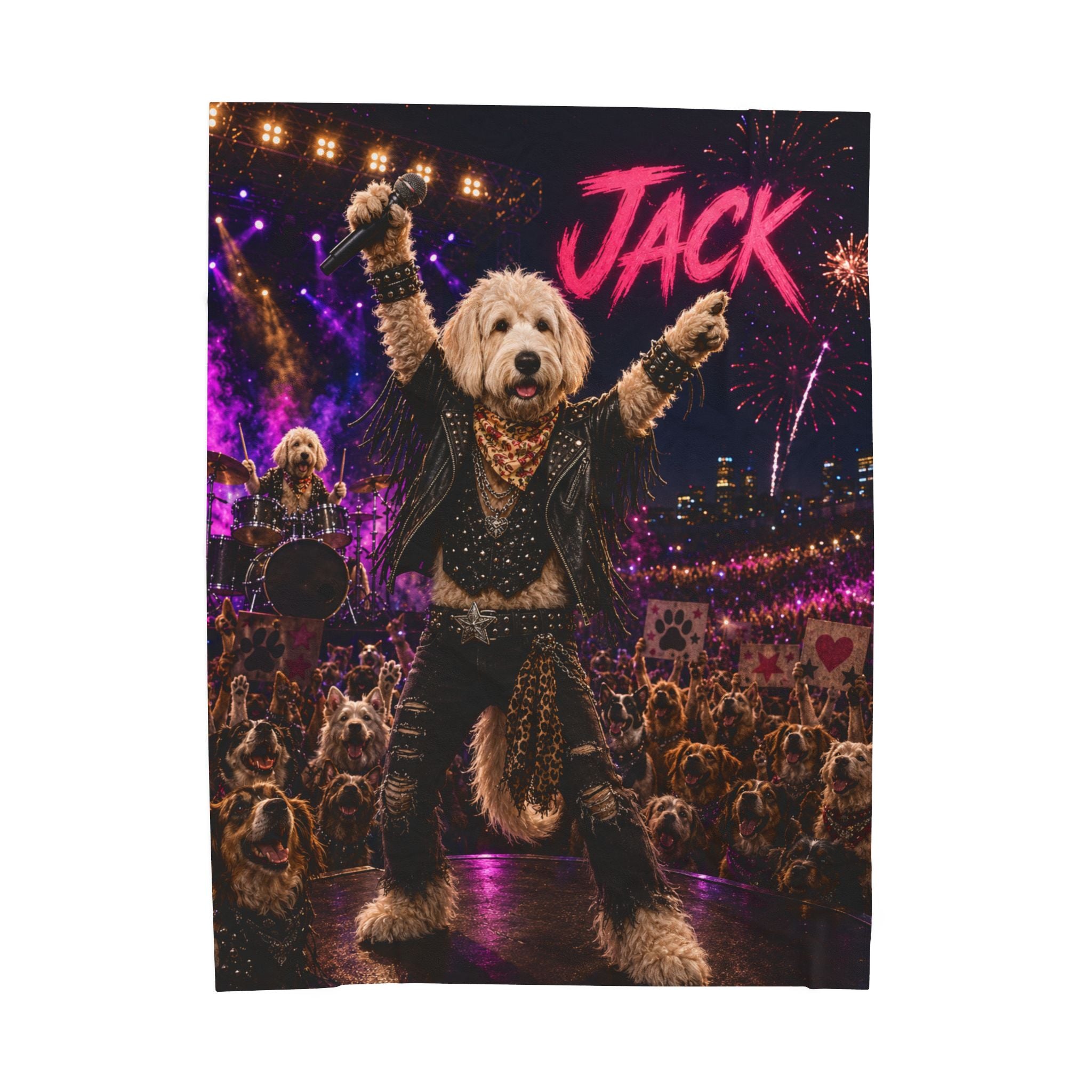 Rockstar Personalized Pet Blanket — Funny Concert Pet Velveteen Plush Throw, 3 Sizes