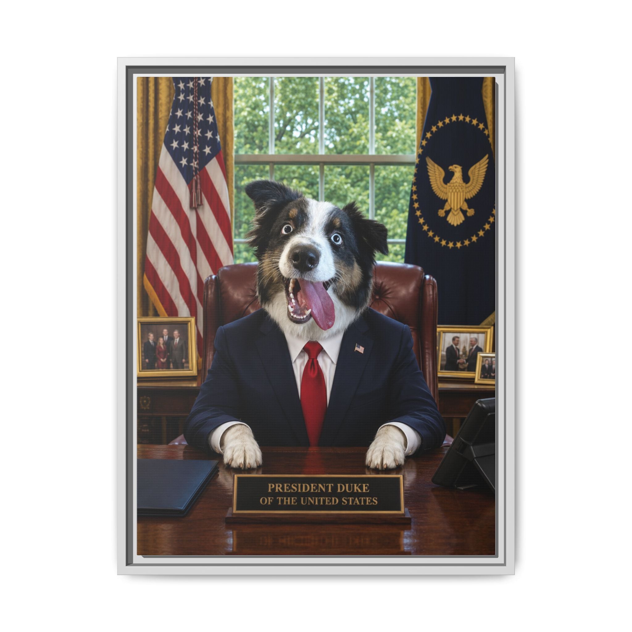 President Personalized Pet Framed Canvas — Custom Dog Portrait Framed Canvas Wall Art, Made to Order