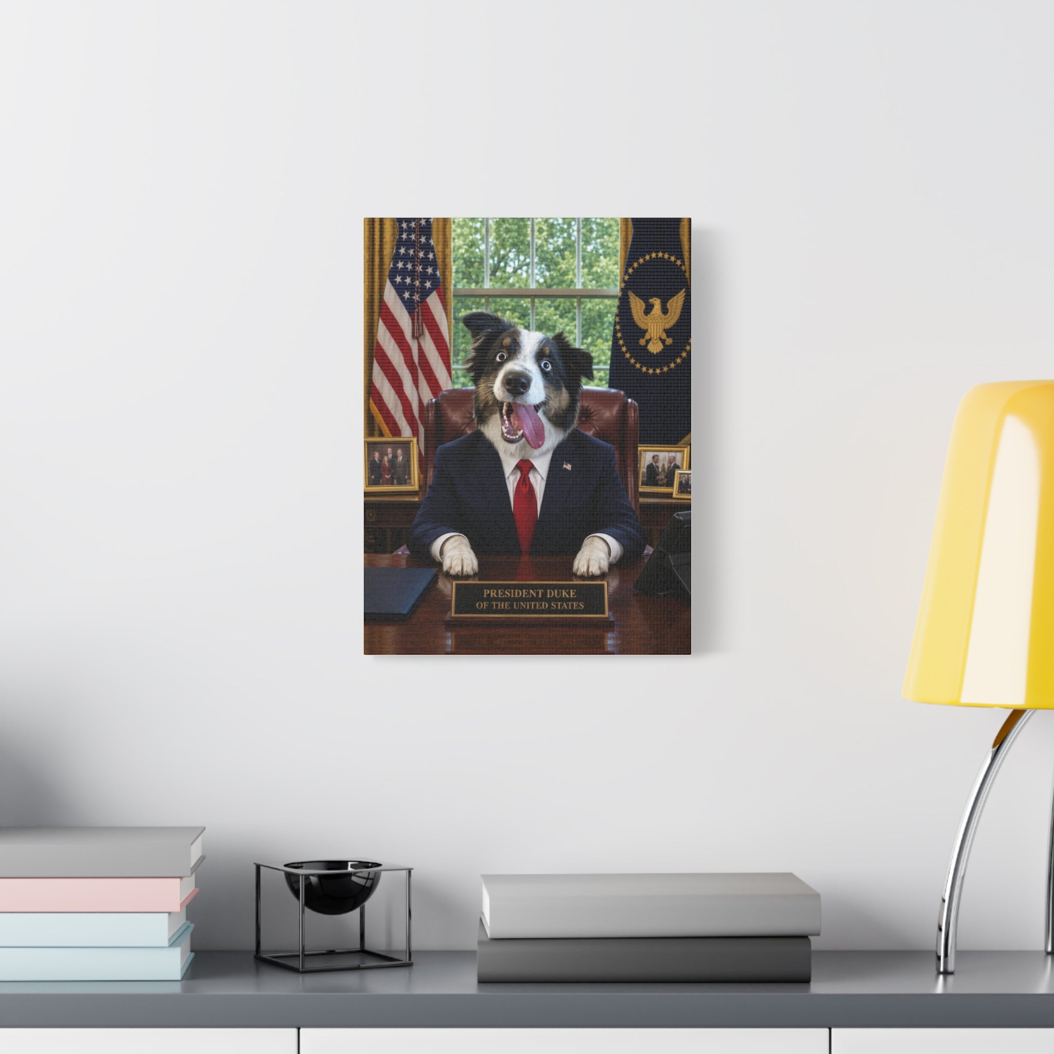 President Personalized Pet Canvas — Custom Dog Portrait Stretched Canvas Wall Art, Made to Order