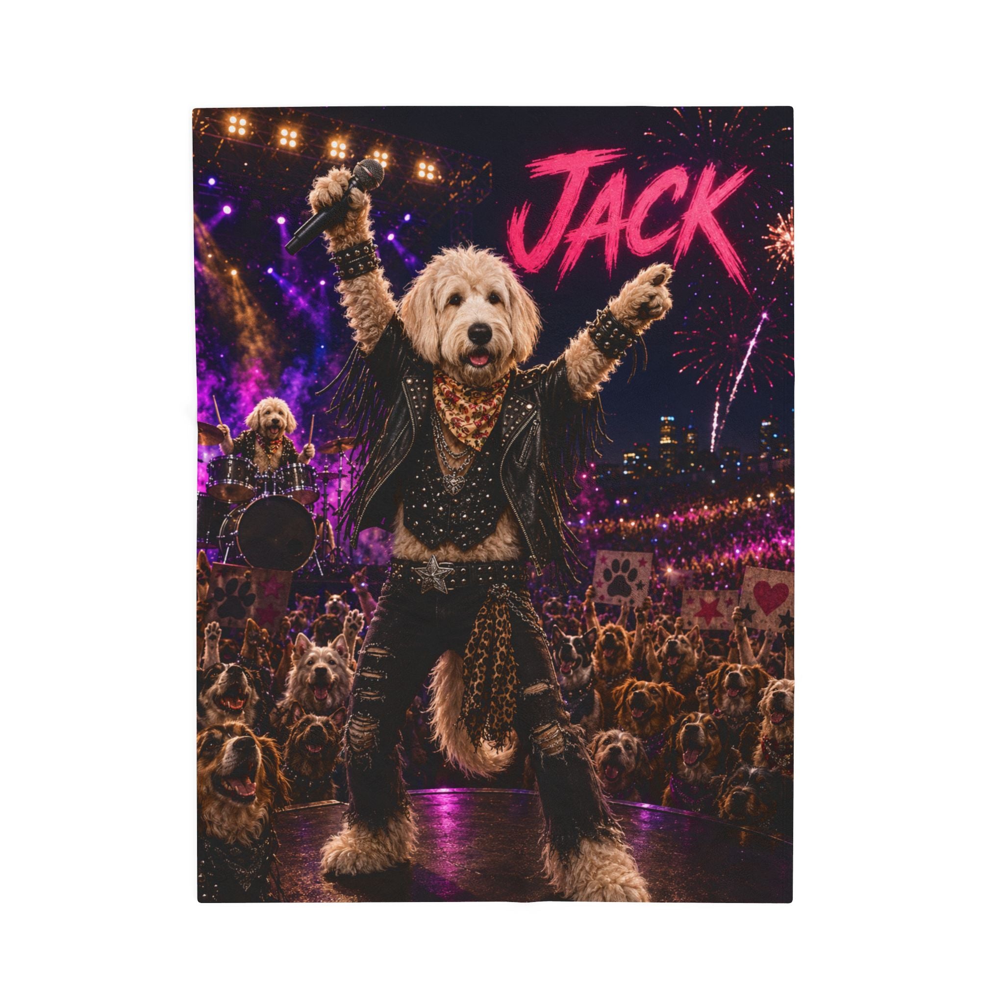 Rockstar Personalized Pet Blanket — Funny Concert Pet Velveteen Plush Throw, 3 Sizes