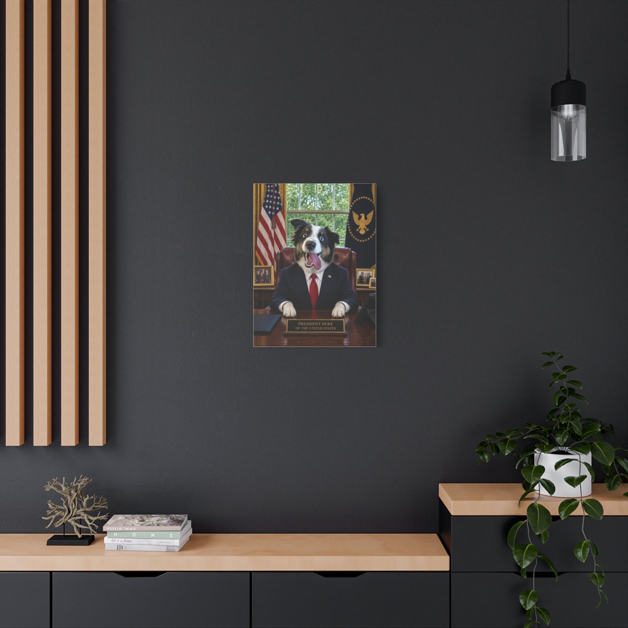 President Personalized Pet Canvas — Custom Dog Portrait Stretched Canvas Wall Art, Made to Order