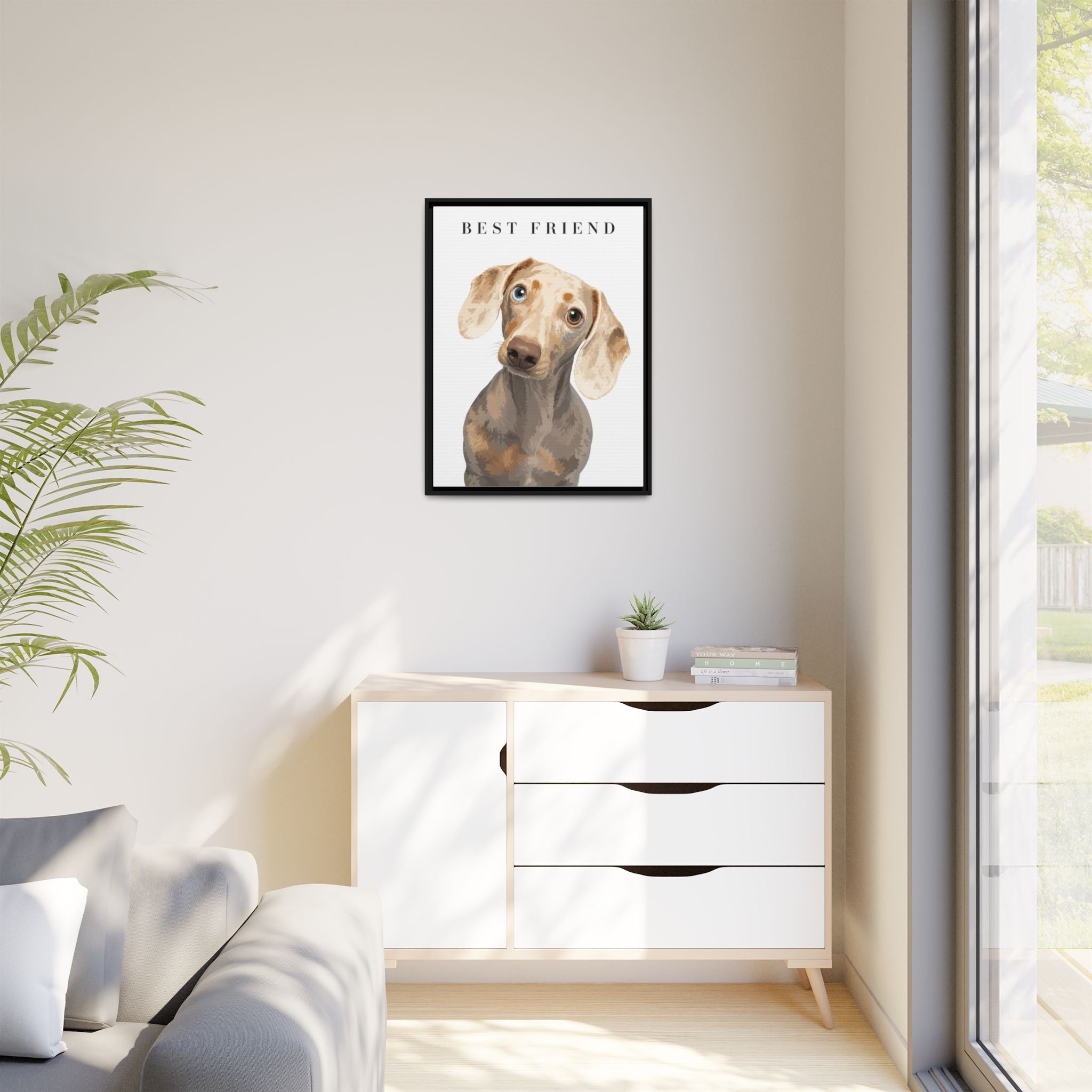 Modern Portrait Personalized Pet Framed Canvas — Custom Dog Portrait Framed Canvas Wall Art, Made to Order