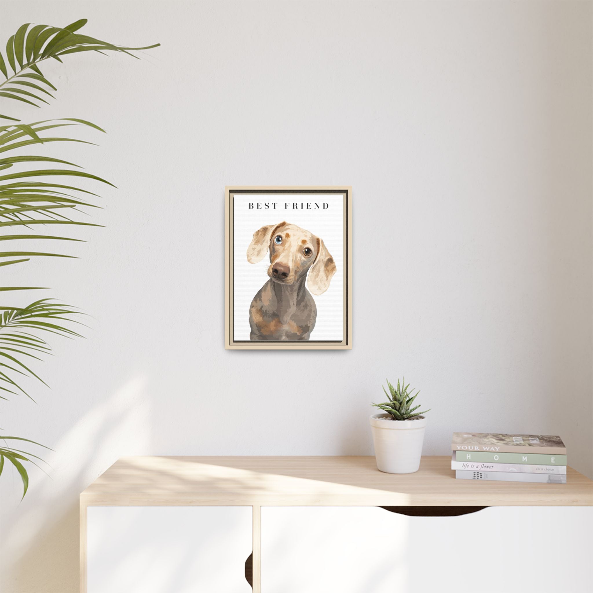 Modern Portrait Personalized Pet Framed Canvas — Custom Dog Portrait Framed Canvas Wall Art, Made to Order