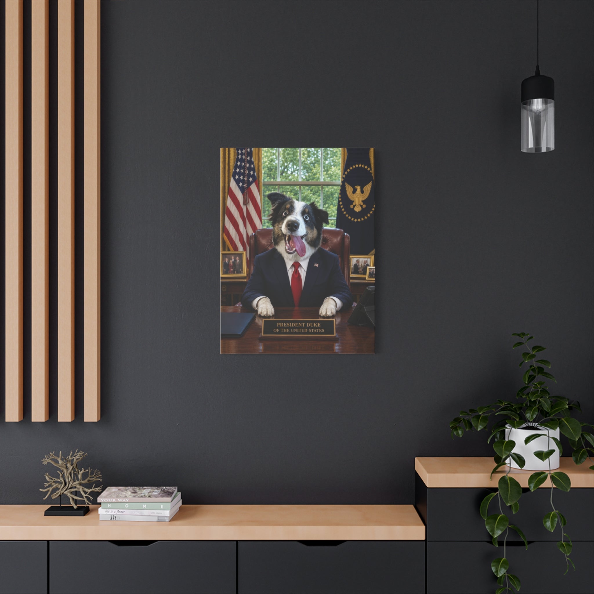 President Personalized Pet Canvas — Custom Dog Portrait Stretched Canvas Wall Art, Made to Order