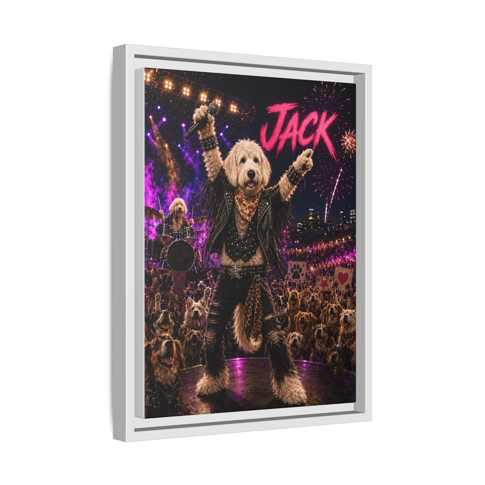 Rockstar Personalized Pet Framed Canvas — Custom Dog Portrait Framed Canvas Wall Art, Made to Order