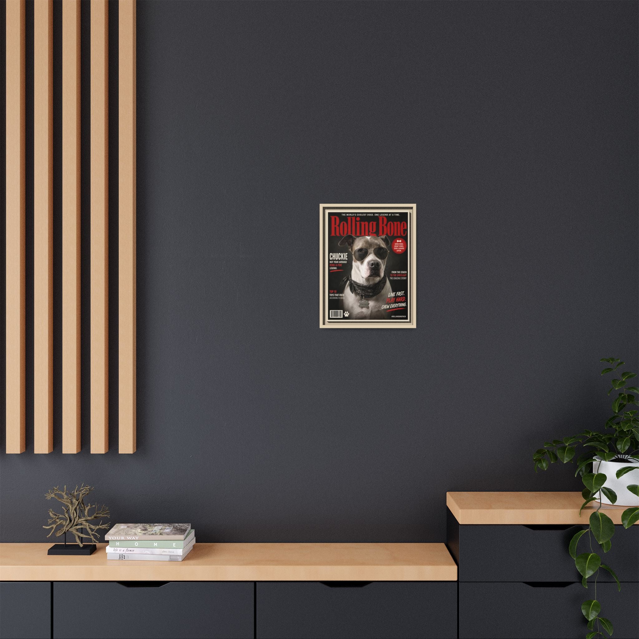 Rolling Bone Magazine Personalized Pet Framed Canvas — Custom Dog Portrait Framed Canvas Wall Art, Made to Order