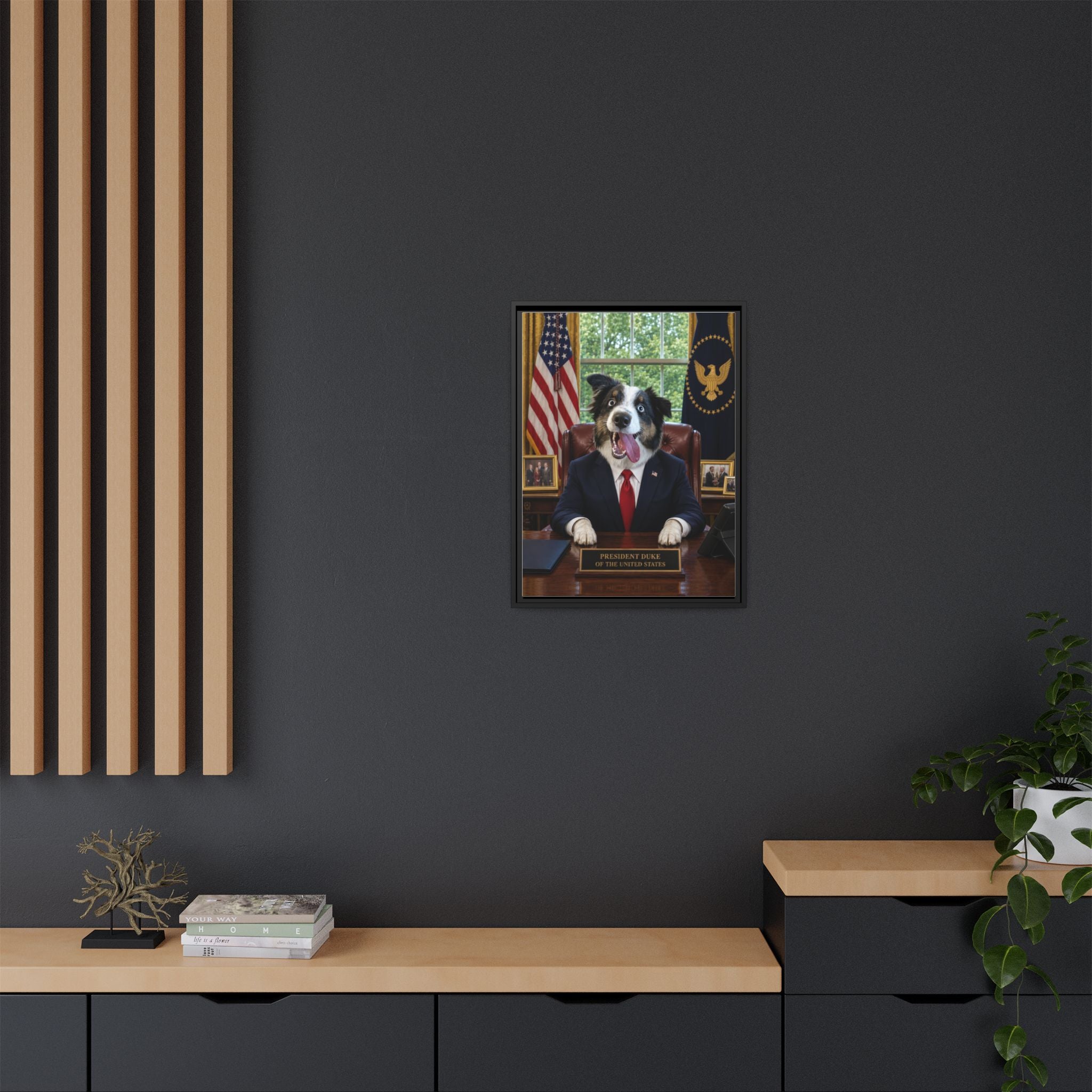 President Personalized Pet Framed Canvas — Custom Dog Portrait Framed Canvas Wall Art, Made to Order