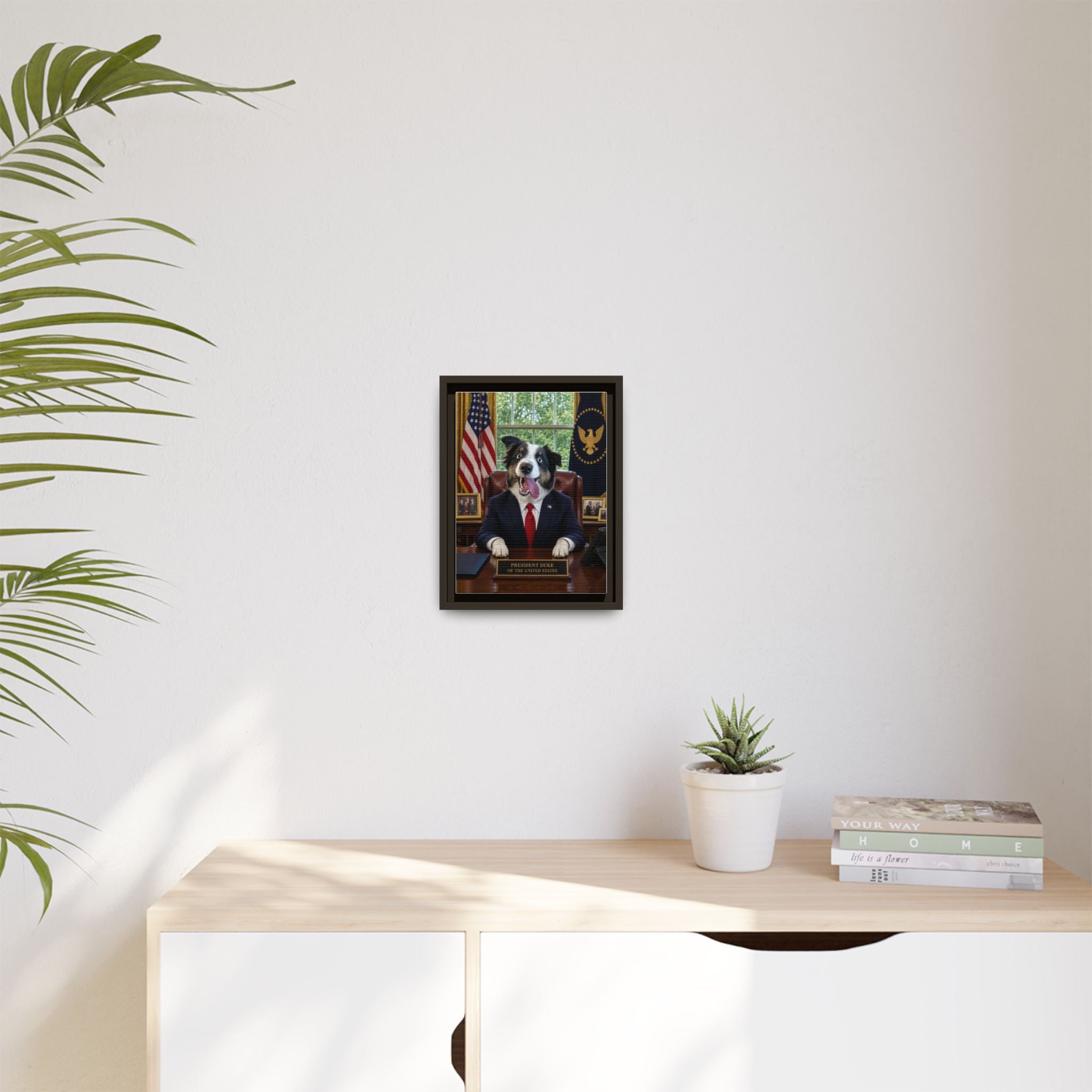 President Personalized Pet Framed Canvas — Custom Dog Portrait Framed Canvas Wall Art, Made to Order