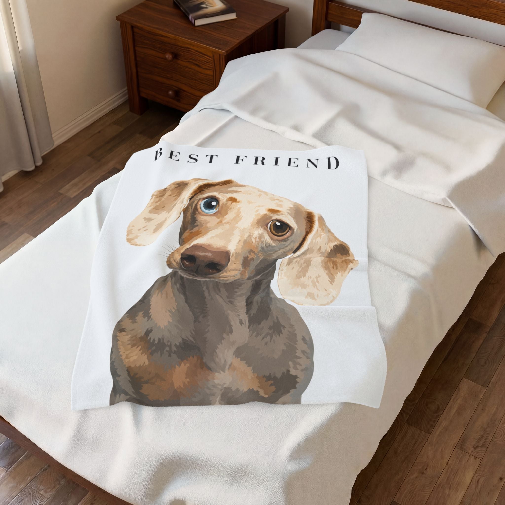 Modern Portrait Personalized Pet Blanket — Minimal Custom Pet Art Velveteen Plush Throw, 3 Sizes