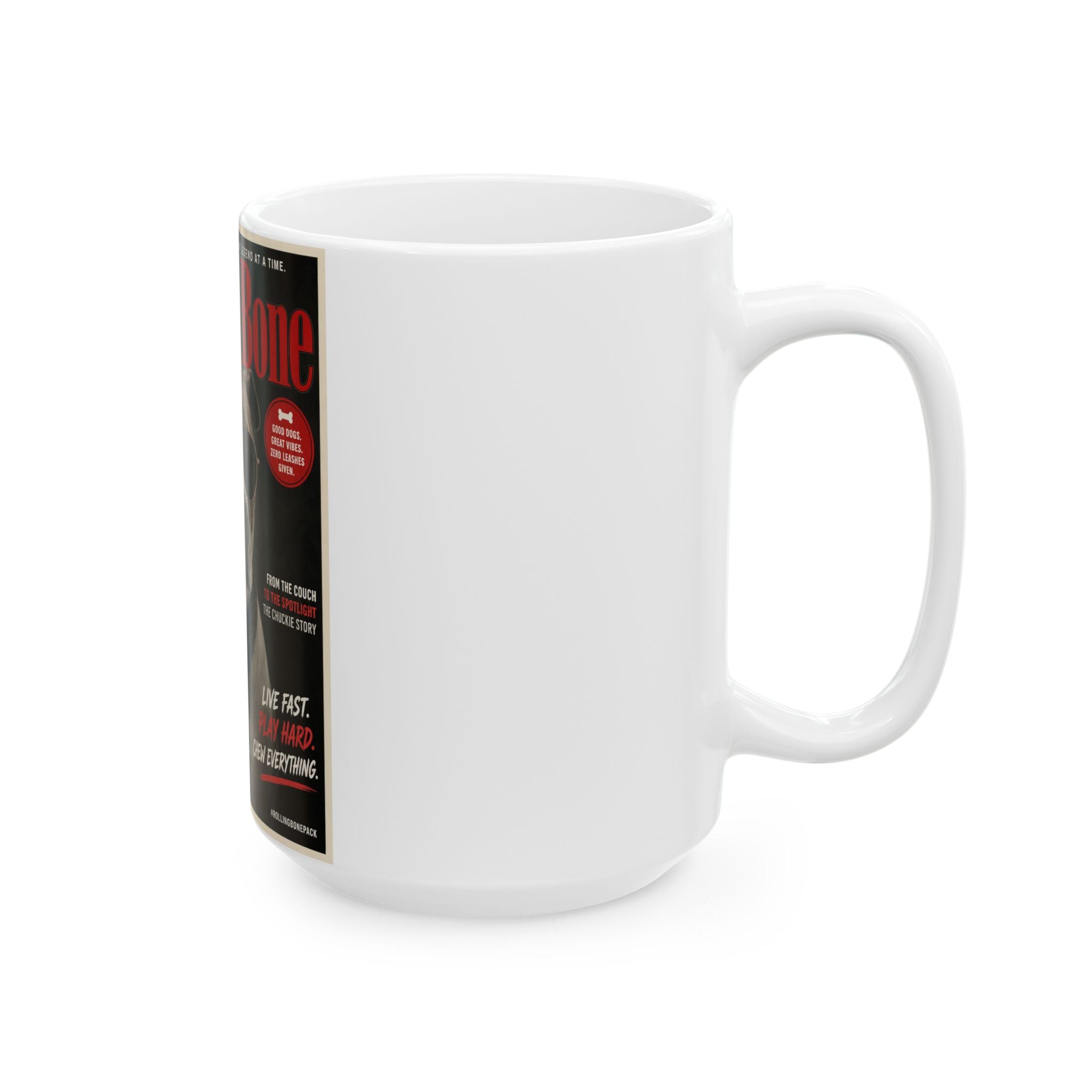 Rolling Bone Magazine Personalized Dog Ceramic Mug — Funny Cover Star Pet Coffee Cup, 11oz & 15oz