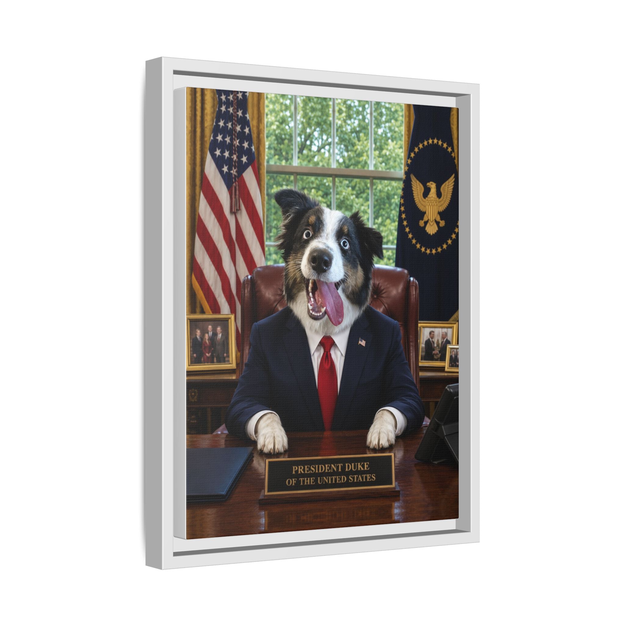 President Personalized Pet Framed Canvas — Custom Dog Portrait Framed Canvas Wall Art, Made to Order