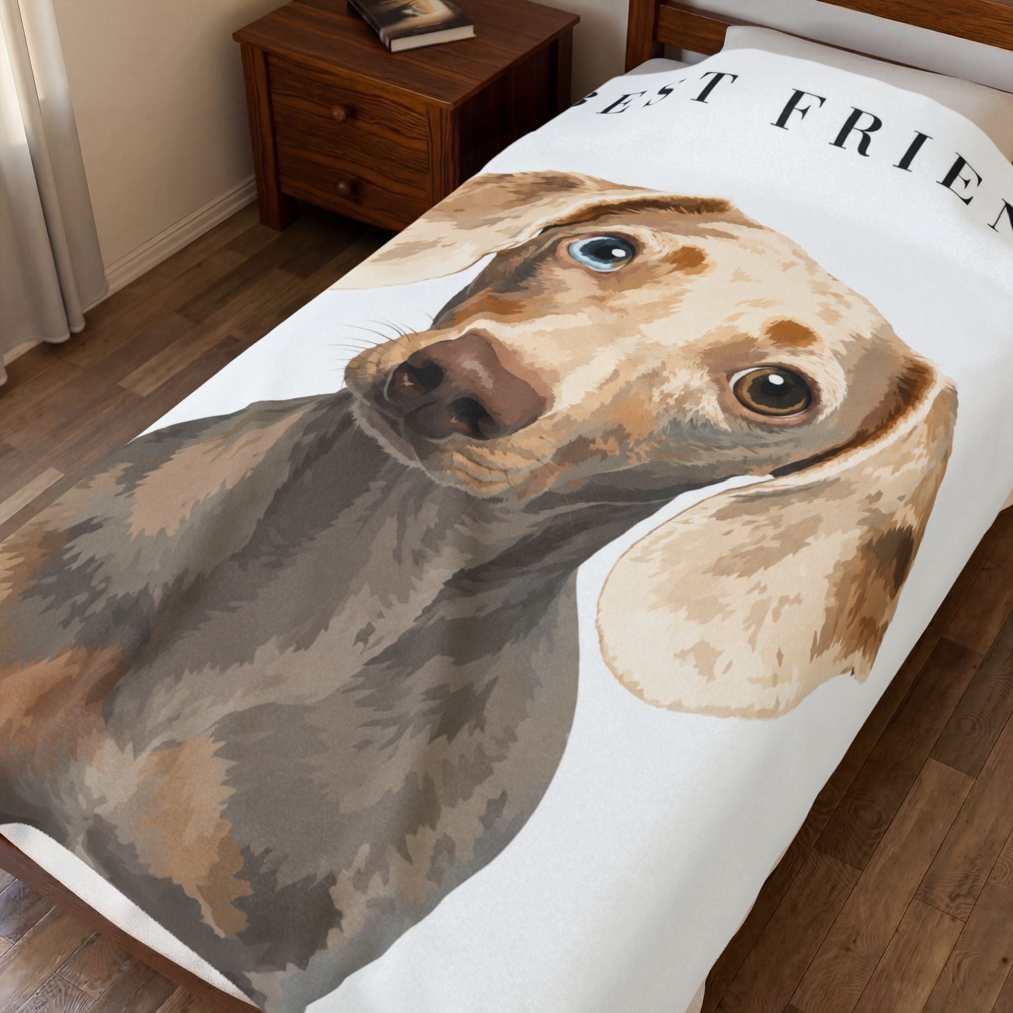 Modern Portrait Personalized Pet Blanket — Minimal Custom Pet Art Velveteen Plush Throw, 3 Sizes