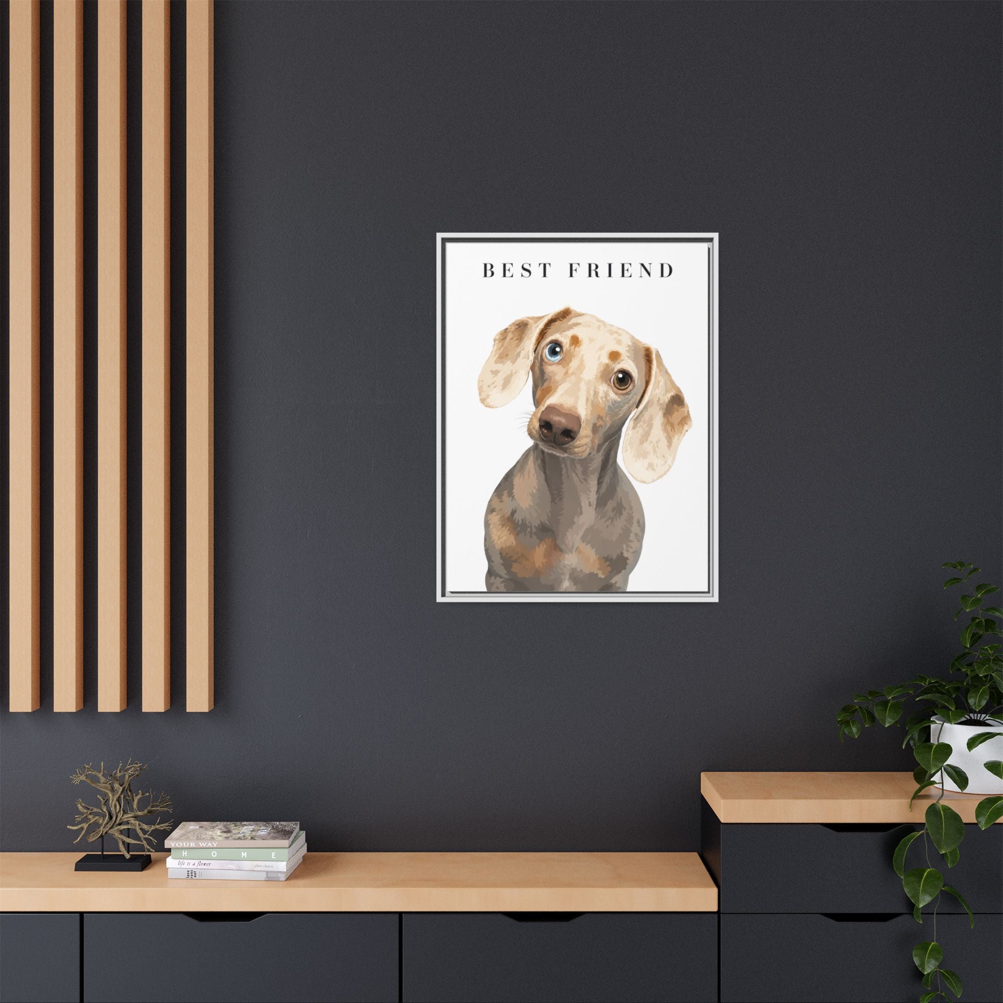 Modern Portrait Personalized Pet Framed Canvas — Custom Dog Portrait Framed Canvas Wall Art, Made to Order