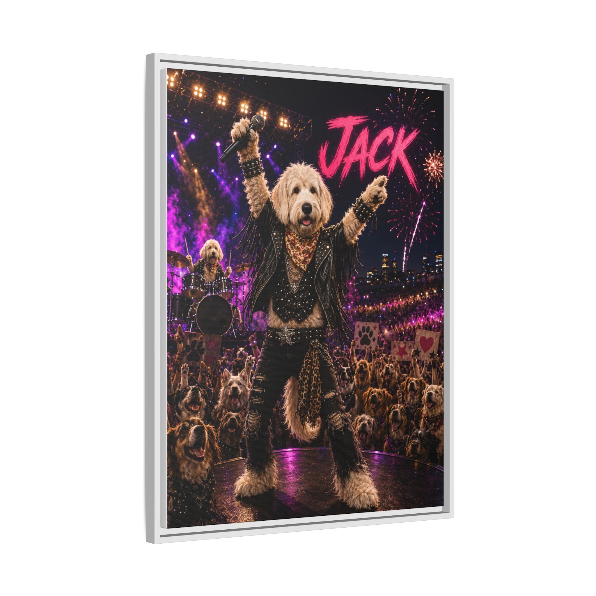 Rockstar Personalized Pet Framed Canvas — Custom Dog Portrait Framed Canvas Wall Art, Made to Order