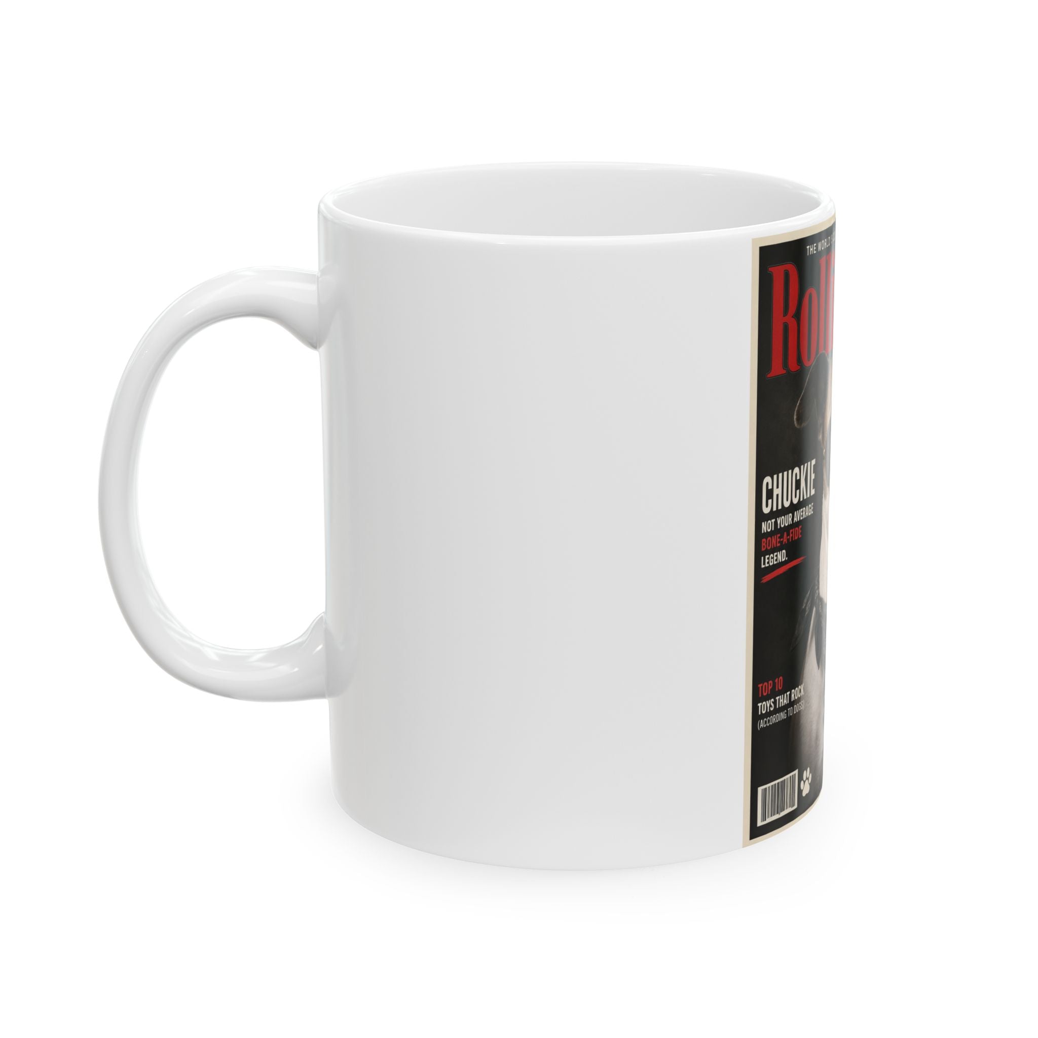 Rolling Bone Magazine Personalized Dog Ceramic Mug — Funny Cover Star Pet Coffee Cup, 11oz & 15oz