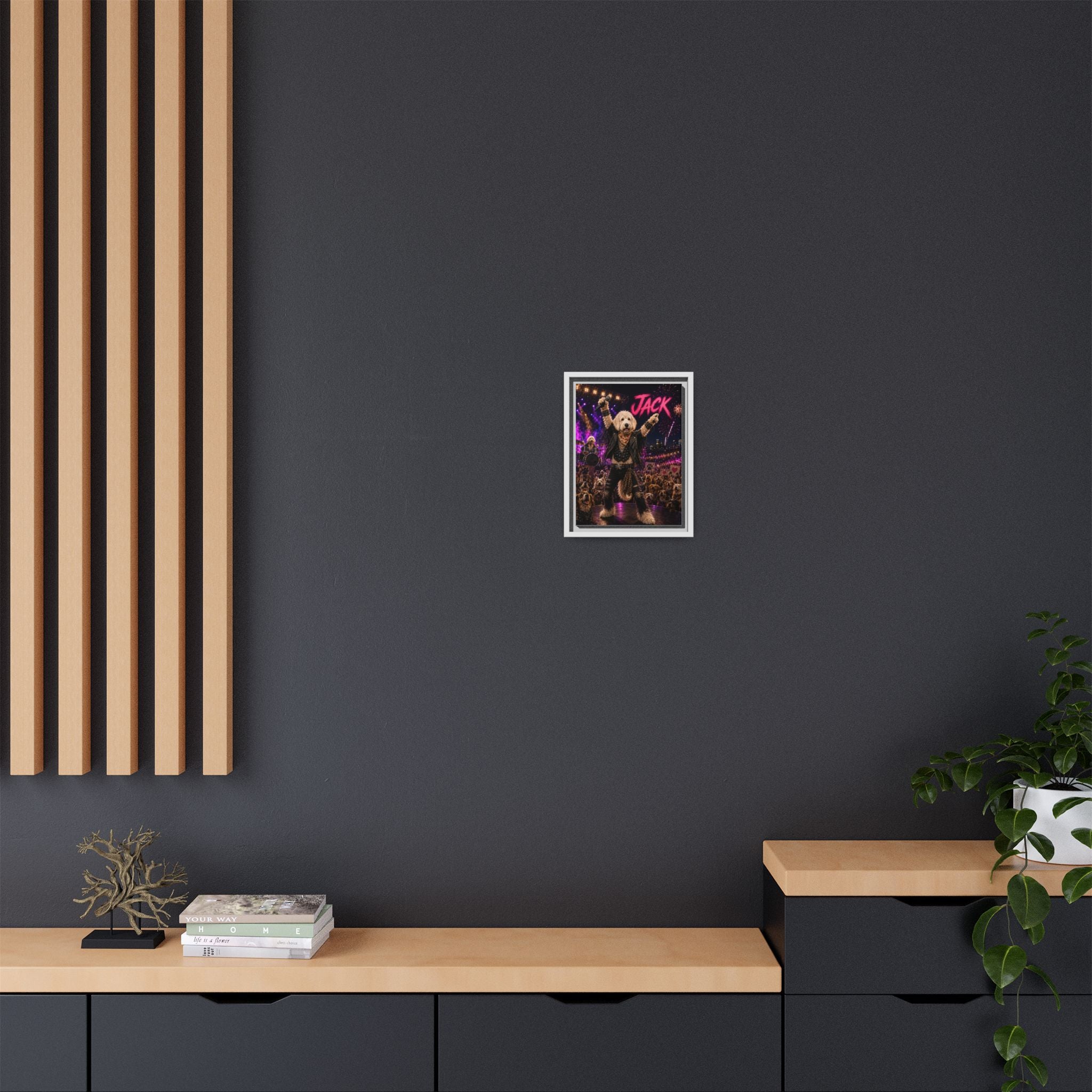 Rockstar Personalized Pet Framed Canvas — Custom Dog Portrait Framed Canvas Wall Art, Made to Order