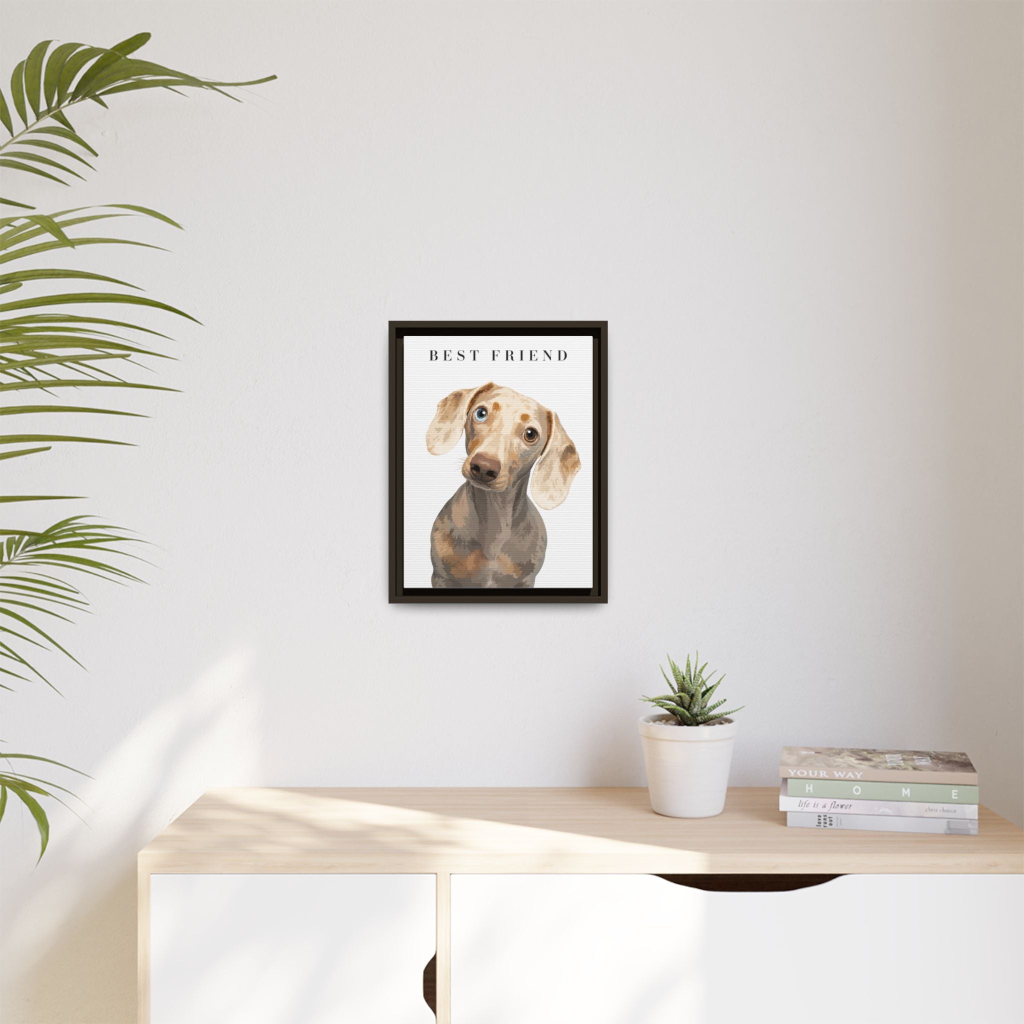 Modern Portrait Personalized Pet Framed Canvas — Custom Dog Portrait Framed Canvas Wall Art, Made to Order
