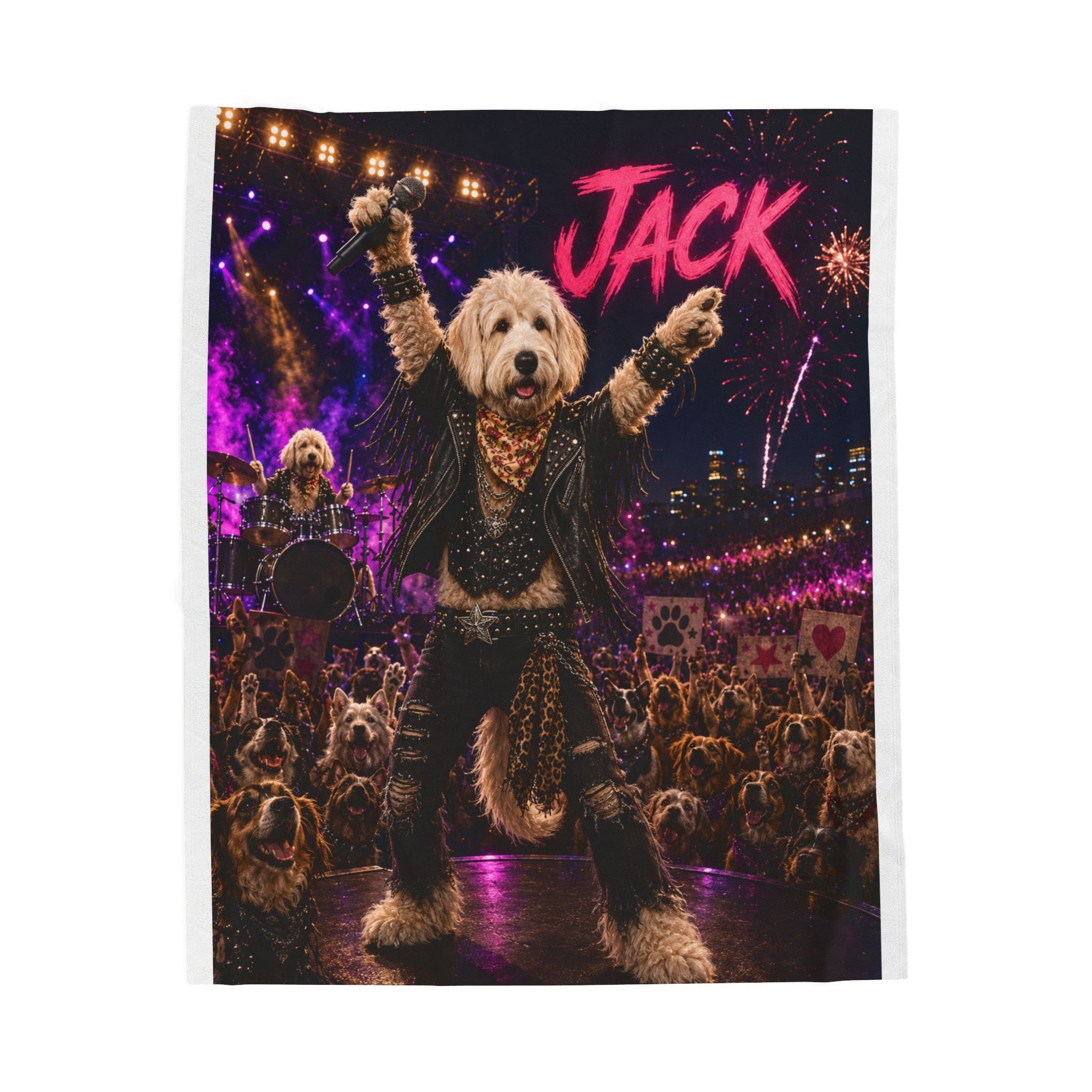 Rockstar Personalized Pet Blanket — Funny Concert Pet Velveteen Plush Throw, 3 Sizes
