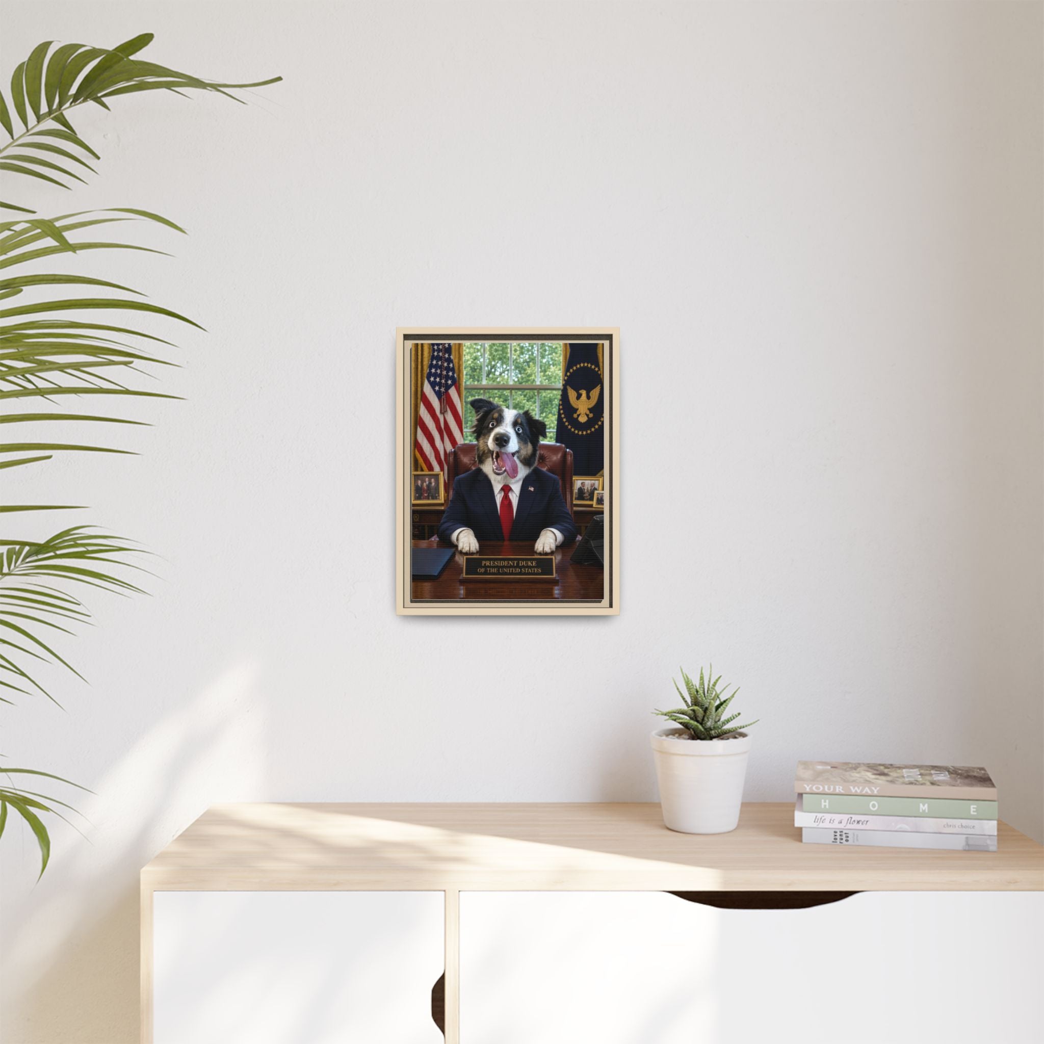 President Personalized Pet Framed Canvas — Custom Dog Portrait Framed Canvas Wall Art, Made to Order