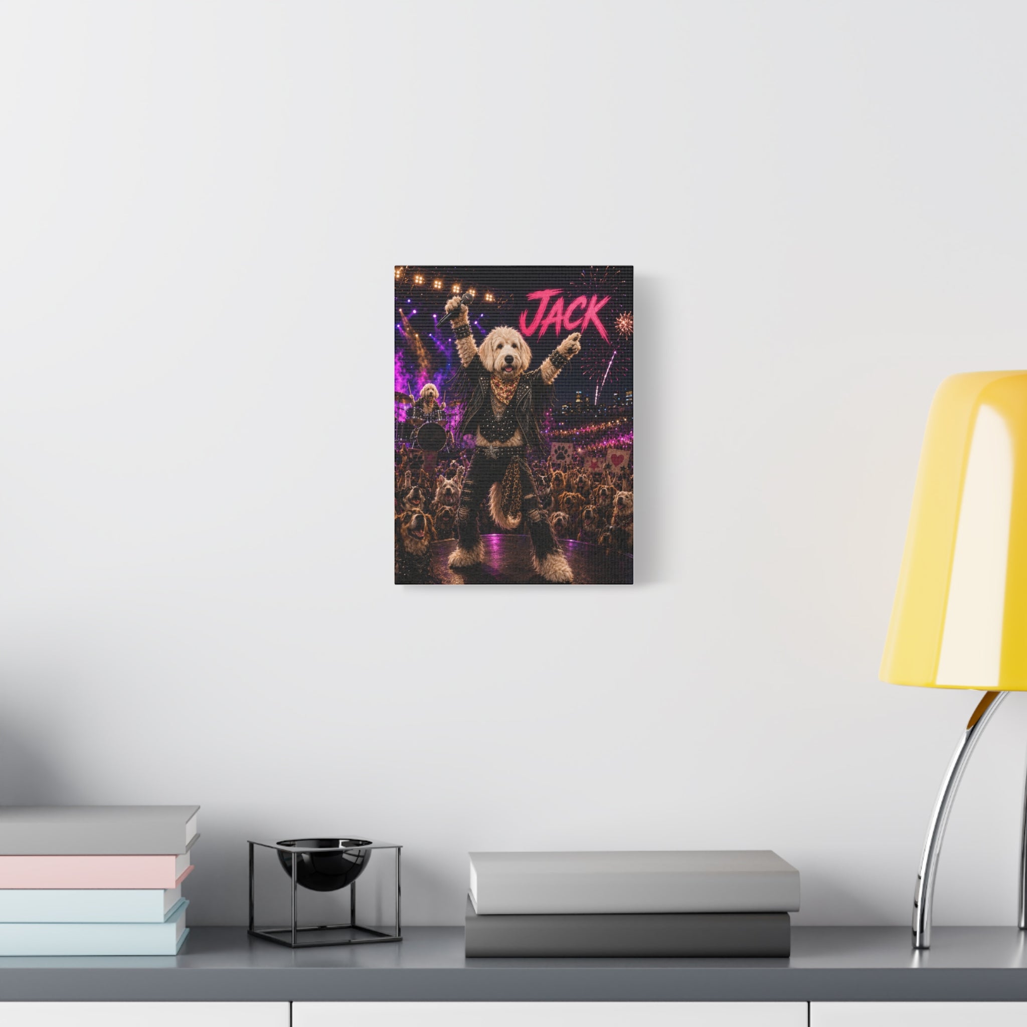 Rockstar Personalized Pet Canvas — Custom Dog Portrait Stretched Canvas Wall Art, Made to Order