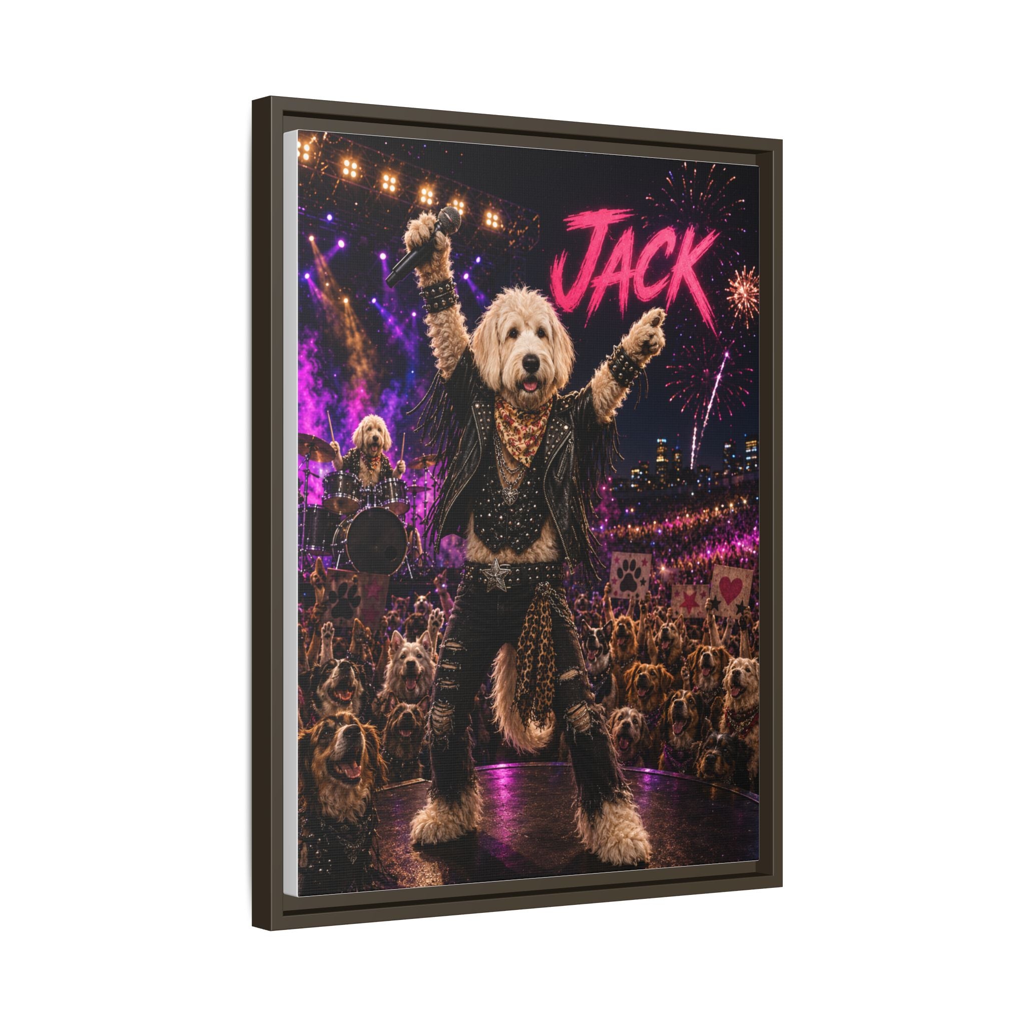 Rockstar Personalized Pet Framed Canvas — Custom Dog Portrait Framed Canvas Wall Art, Made to Order