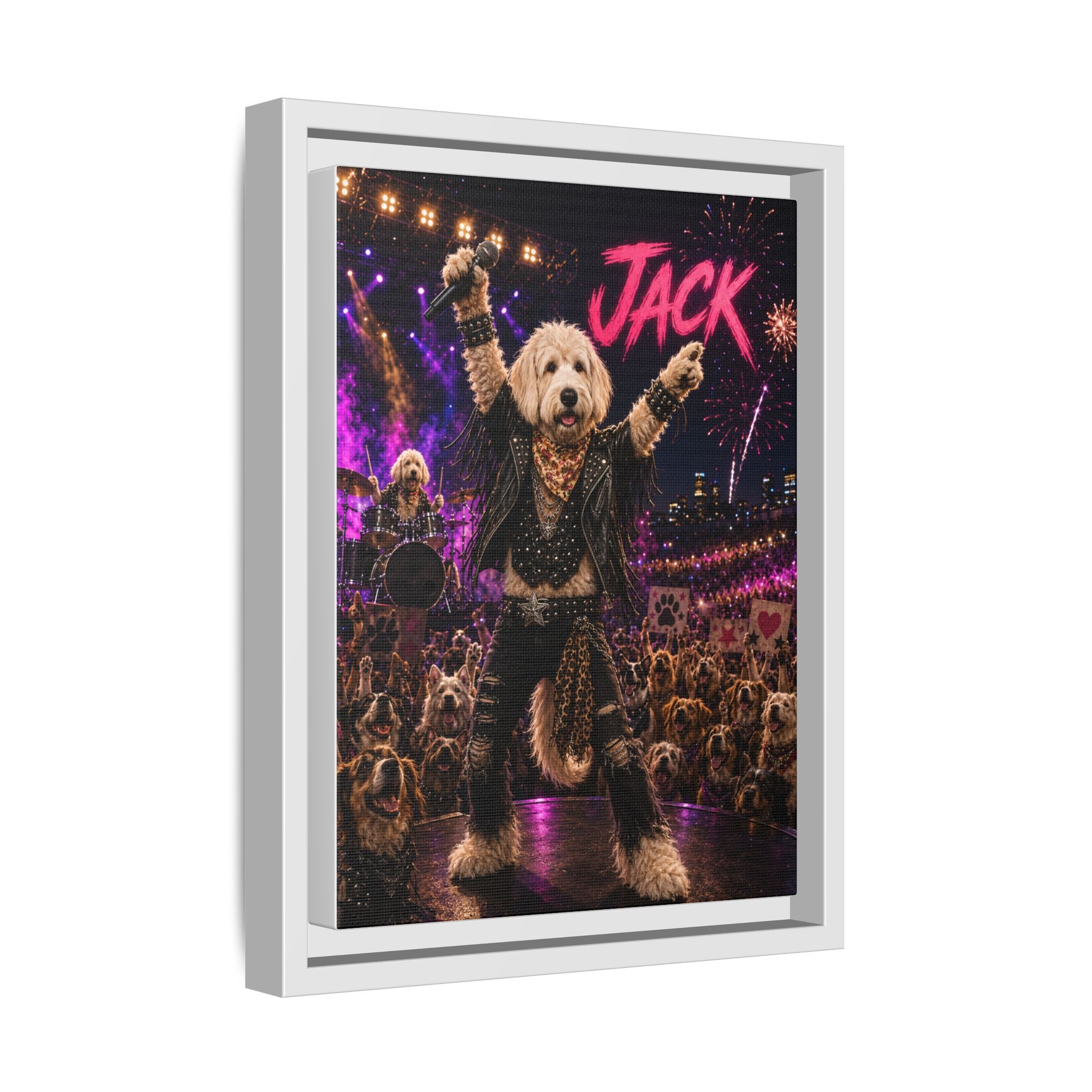 Rockstar Personalized Pet Framed Canvas — Custom Dog Portrait Framed Canvas Wall Art, Made to Order