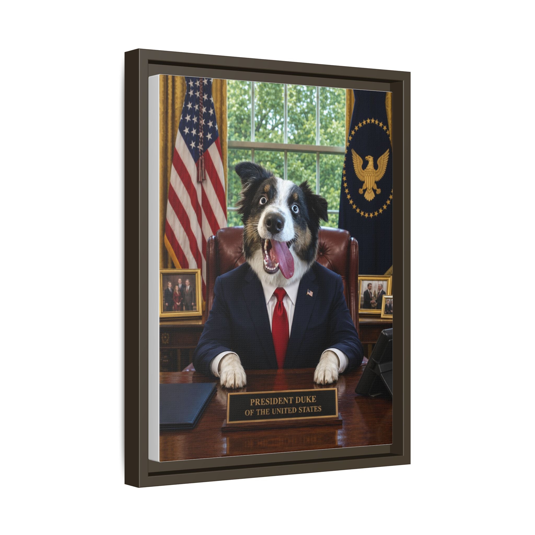 President Personalized Pet Framed Canvas — Custom Dog Portrait Framed Canvas Wall Art, Made to Order