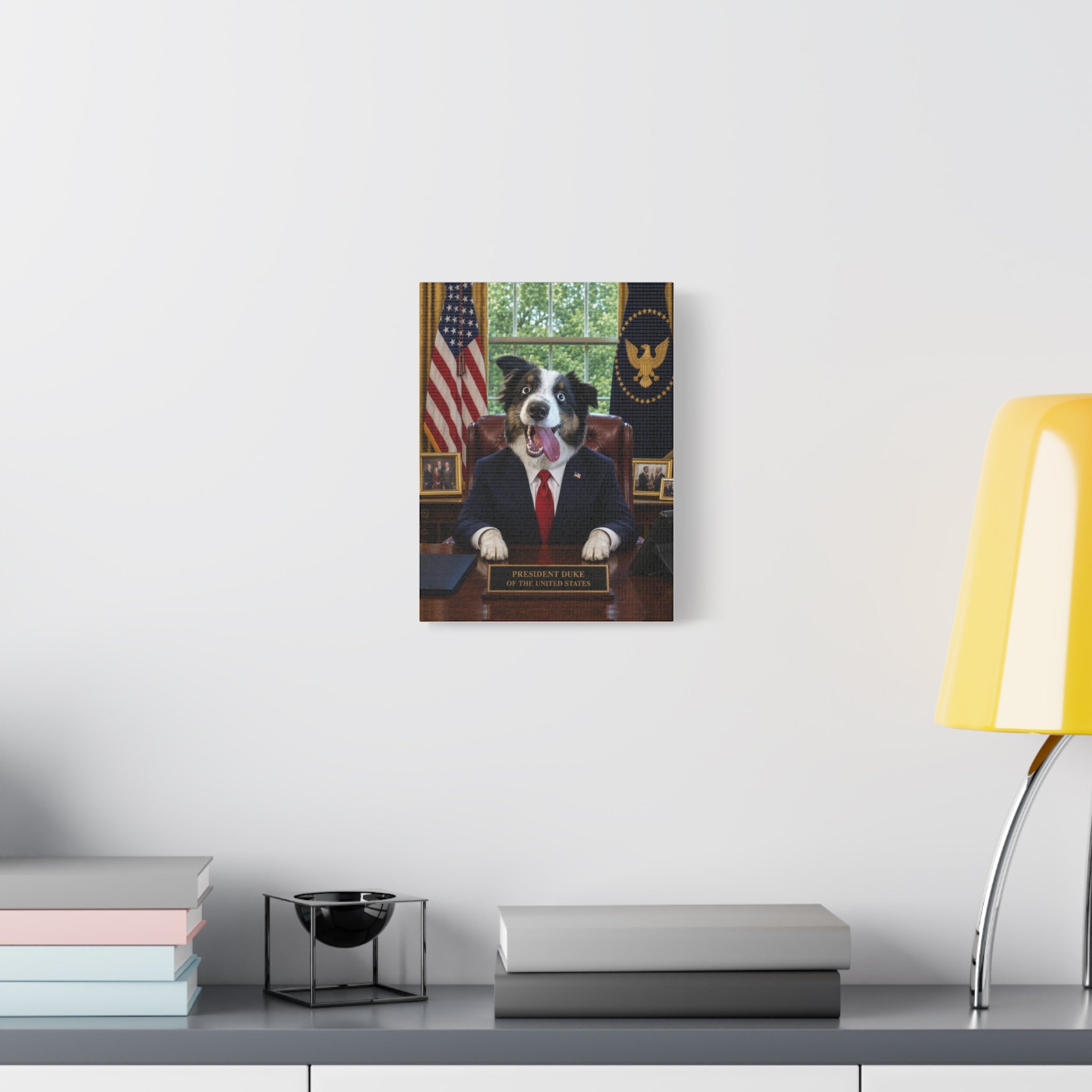 President Personalized Pet Canvas — Custom Dog Portrait Stretched Canvas Wall Art, Made to Order