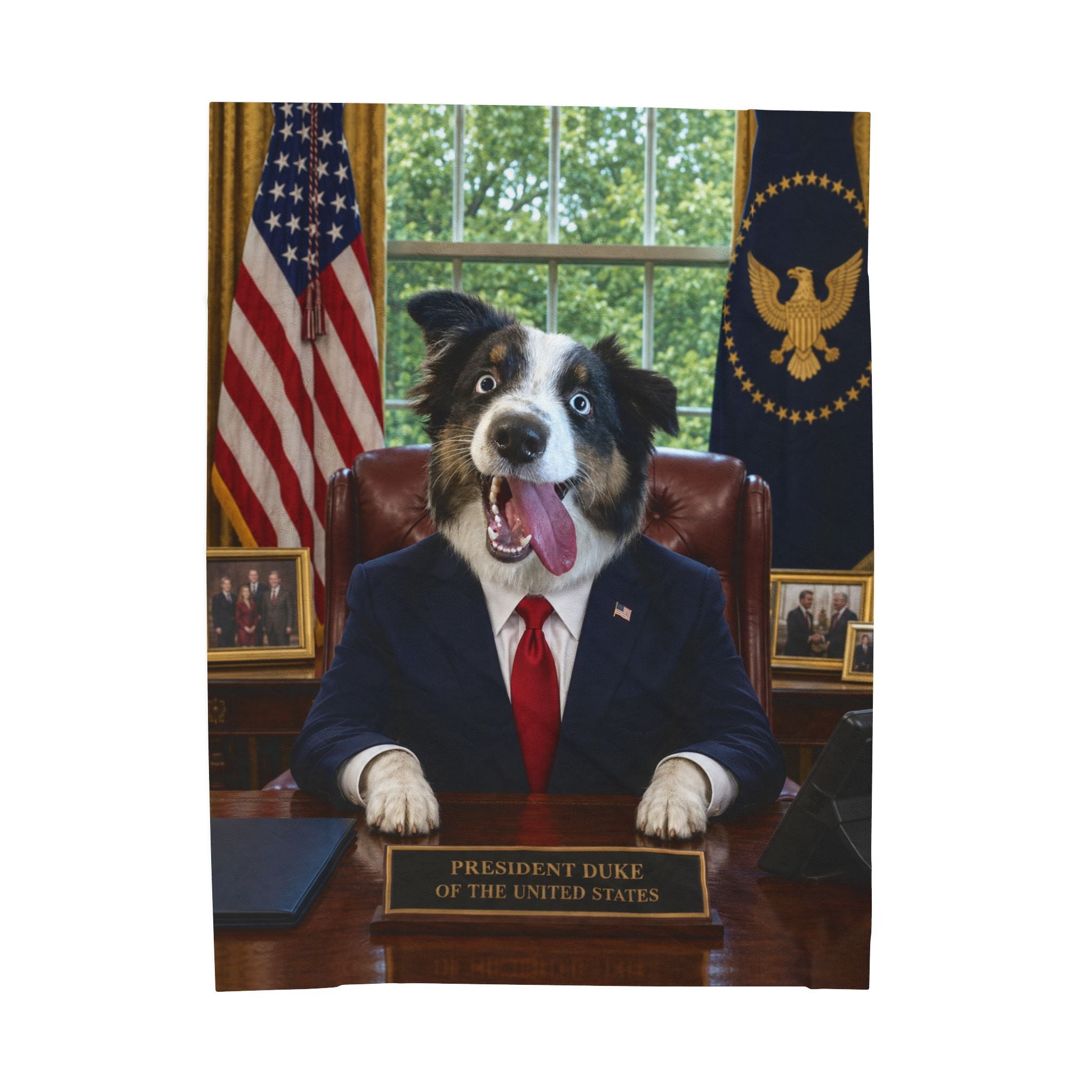 President Personalized Pet Blanket — Funny Oval Office Pet Velveteen Plush Throw, 3 Sizes