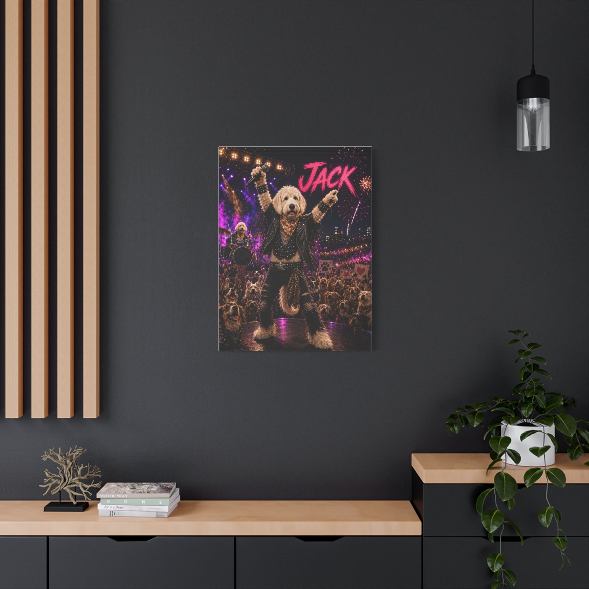 Rockstar Personalized Pet Canvas — Custom Dog Portrait Stretched Canvas Wall Art, Made to Order