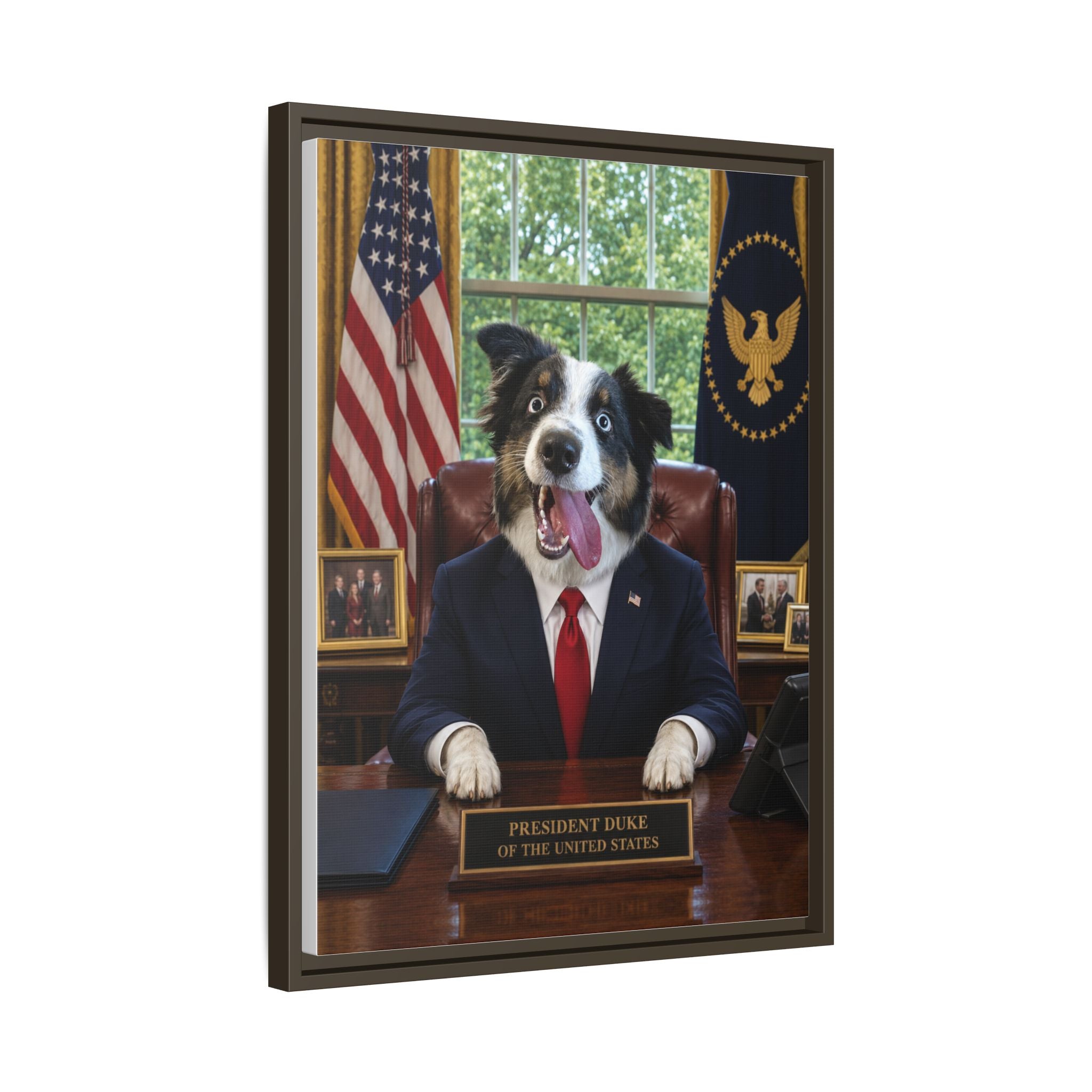 President Personalized Pet Framed Canvas — Custom Dog Portrait Framed Canvas Wall Art, Made to Order