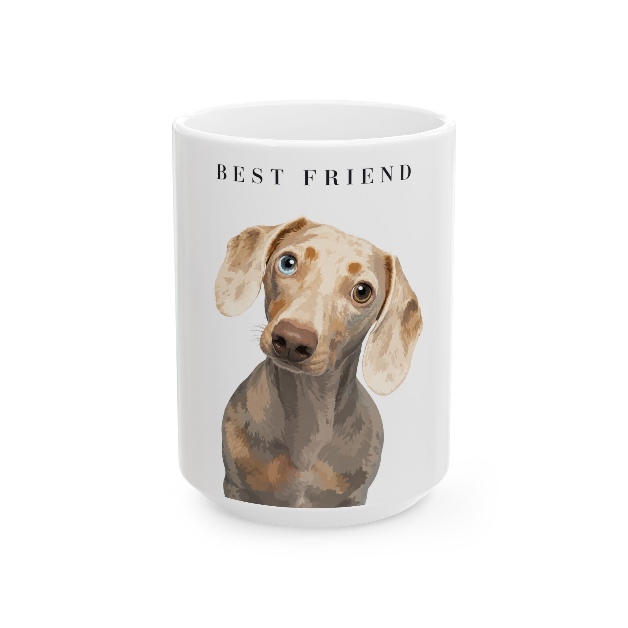 Modern Portrait Personalized Pet Ceramic Mug — Minimal Custom Dog Art Coffee Cup, 11oz & 15oz