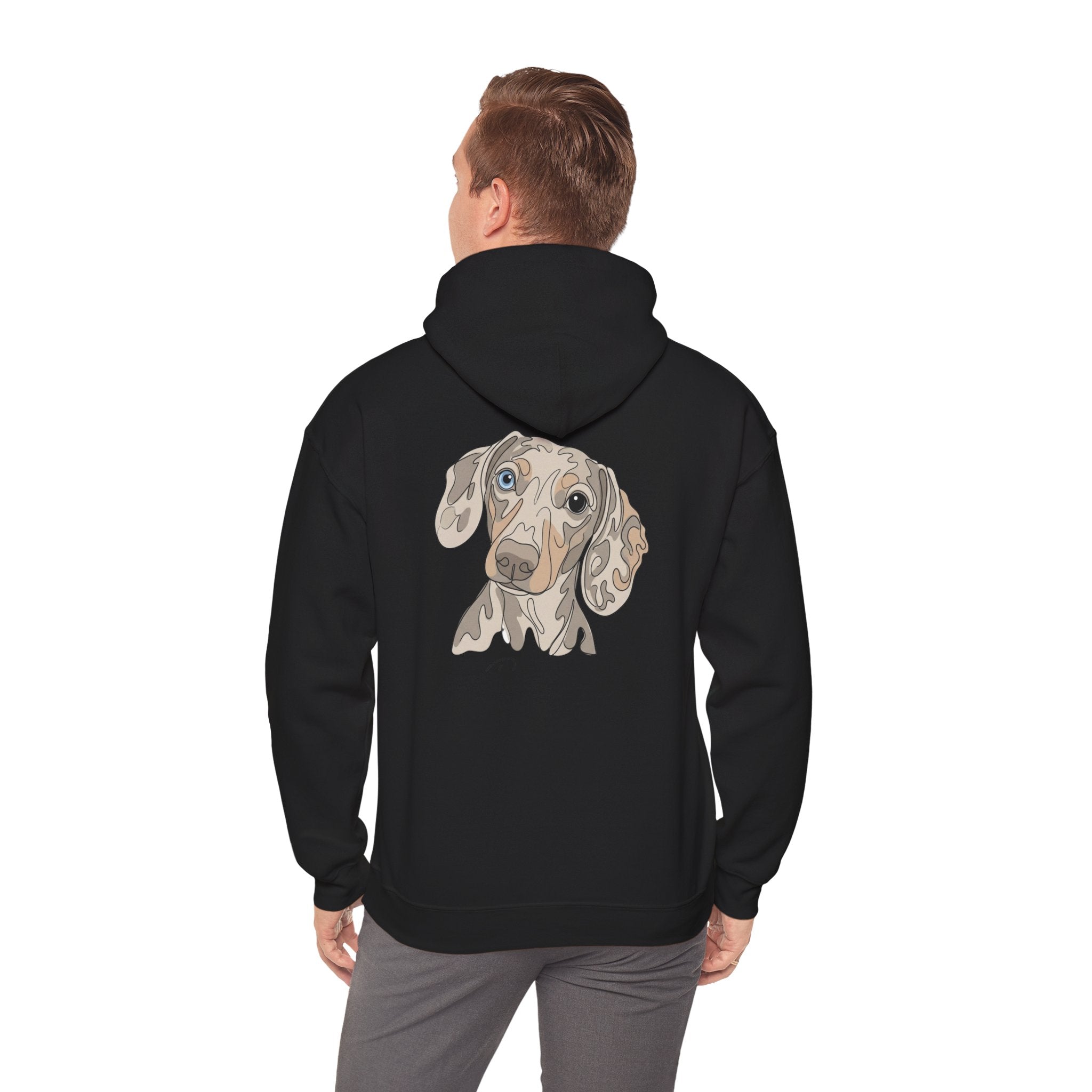 Romeo Personalized Dog Portrait Hoodie — "ROMEO" Front Text & Custom Back Pet Illustration