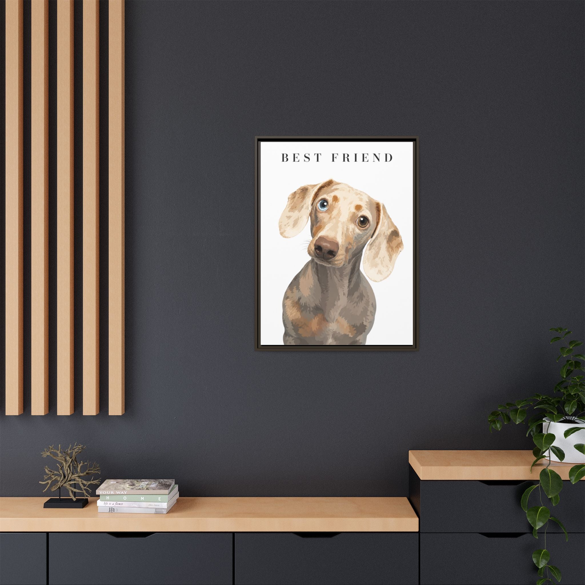 Modern Portrait Personalized Pet Framed Canvas — Custom Dog Portrait Framed Canvas Wall Art, Made to Order