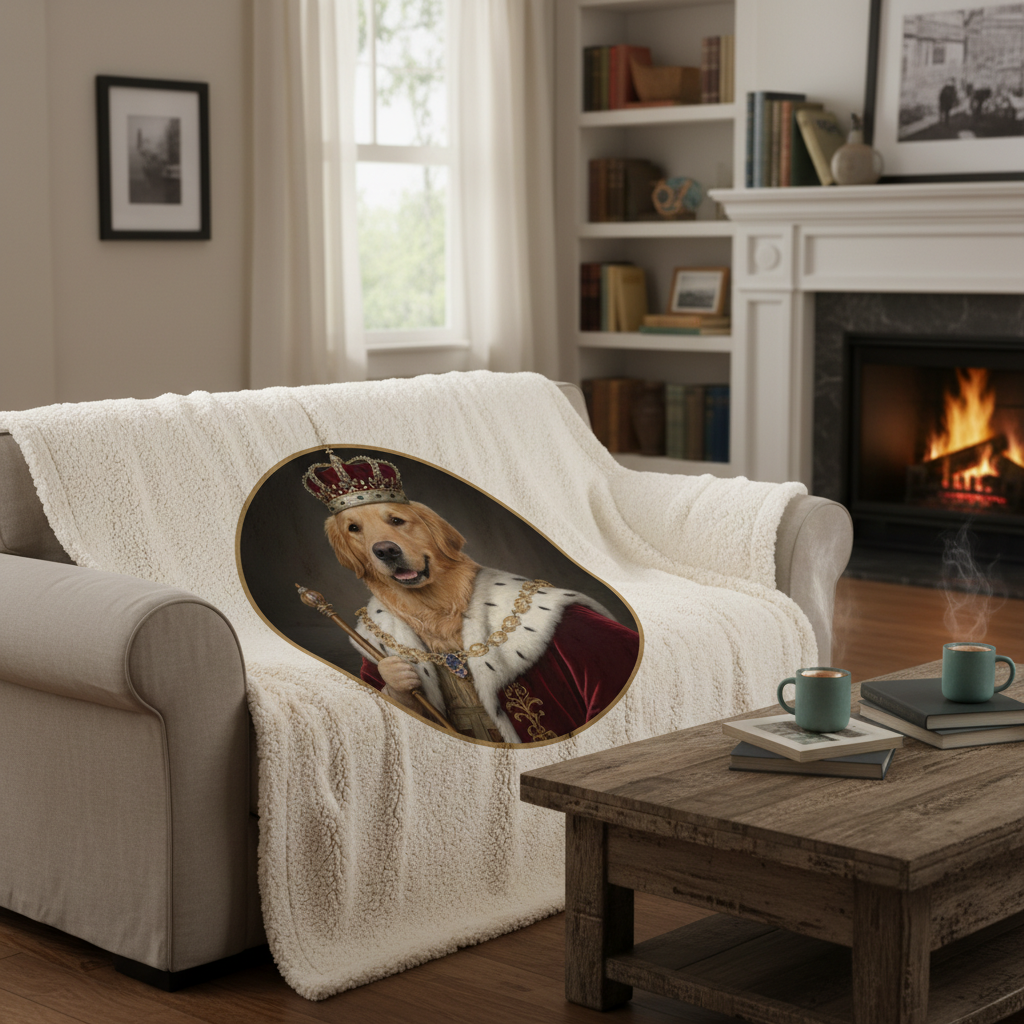 Sherpa Blanket with Royal King Portrait